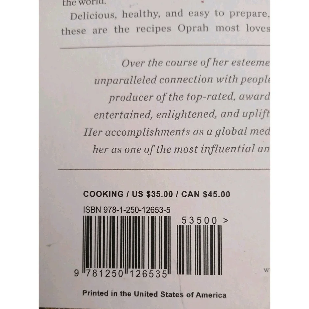 Food,‎ Health, and Happiness: 115 Pg, hardcover, Oprah Winfrey Cook Book #B59